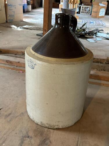 Large Stoneware Jug With Crown 5-Gallon Mark