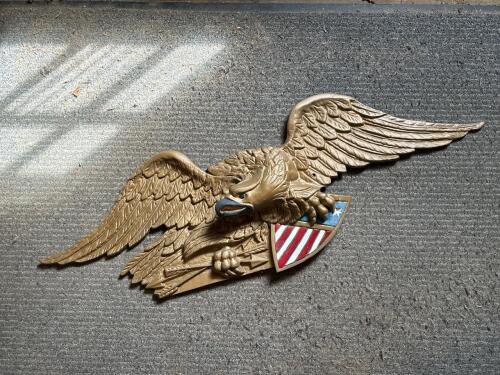 Painted Cast Metal American Eagle Wall Plaque