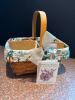 Longaberger Handwoven Divided Basket With Floral Liner