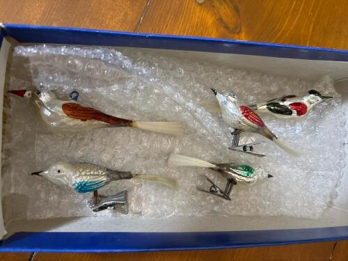 Vintage Glass Bird Clip-On Christmas Ornaments
