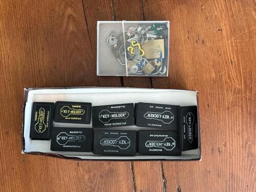 Assorted Padlocks With Keys and Magnetic Key Holders