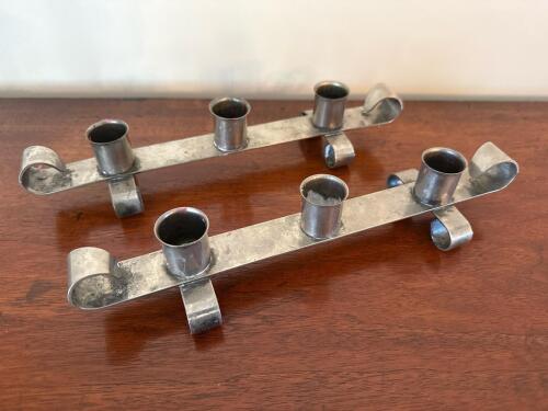 Pair of Mid-Century Modern Style Metal Triple Candle Holders