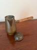 Brass and Wood Coffee Pot with Hinged Lid