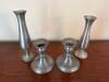 Assorted Pewter Candlesticks and Vases, Weighted