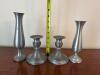 Assorted Pewter Candlesticks and Vases, Weighted - 2