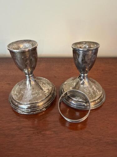 Sterling Weighted Candle Holders and Napkin Ring