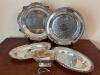 Silver Plated Serving Trays and Gravy Boat