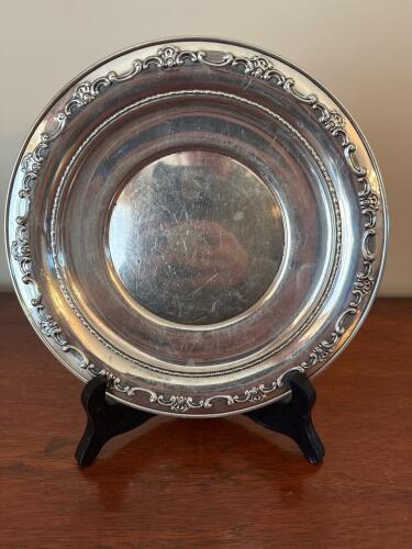 Gorham Sterling Silver Plate with Ornate Rim