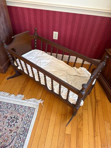 Antique-Style Wooden Rocking Cradle