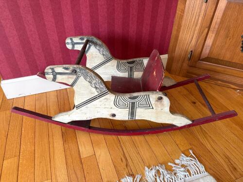Folk Art Style Painted Wooden Rocking Horse