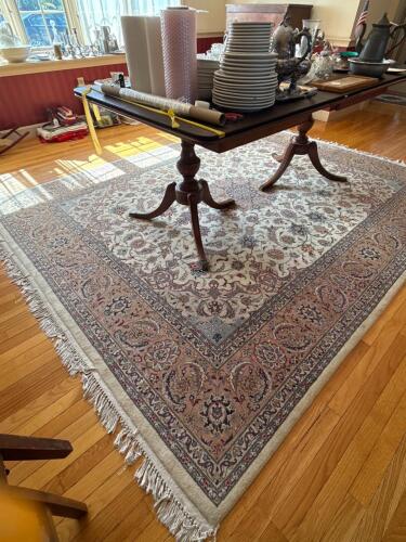 Large Persian-Style Wool Area Rug With Floral Medallion Design