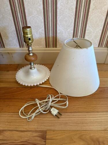 Milk Glass Table Lamp with Shade