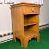 Wooden Nightstand with Drawer and Open Shelves