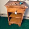 Wooden Nightstand with Drawer and Open Shelves - 12