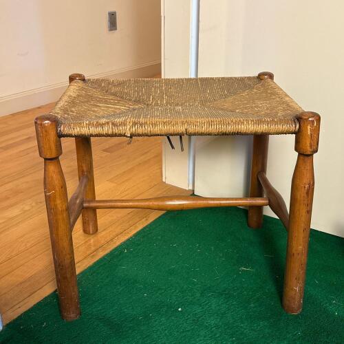 Rustic Woven Rush Seat Stool