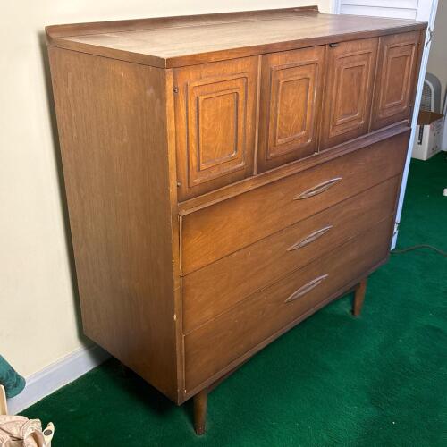 Vintage Broyhill Sculptra MCM Highboy Dresser