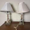 Pair of Glass Table Lamps With White Shades