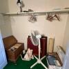 Closet Lot: Chest with Vinyls, Folding Tables, & Appliances