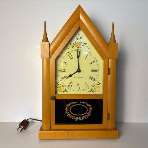 Seth Thomas Electric Mantel Clock with Floral Design
