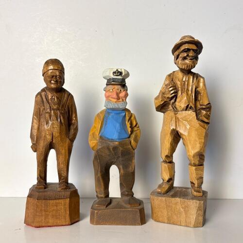 Hand-Carved Wood Nautical Sailor Figurines