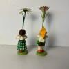 Wooden Figurines in Folk Art Style with Flowers - 3