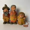 Three Hand Carved & Painted Wooden Figurines