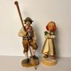 Pair of Hand Carved & Painted Wooden Figurines