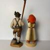 Pair of Hand Carved & Painted Wooden Figurines - 3
