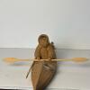 Alaskan Indigenous Figurines: Wooden Kayaker & Stone Figure - 2