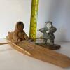 Alaskan Indigenous Figurines: Wooden Kayaker & Stone Figure - 10