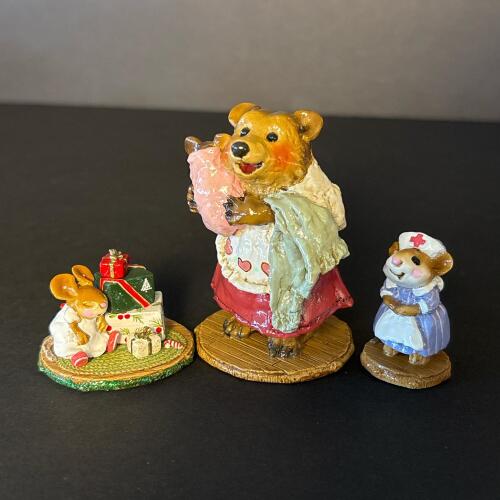 Wee Forest Folk Bear & Mice Figurines