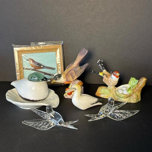 Assorted Decorative Bird Figurines and Plaque