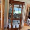 Lighted Wooden Curio Cabinet with Glass Shelves