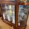 Lighted Wooden Curio Cabinet with Glass Shelves - 4