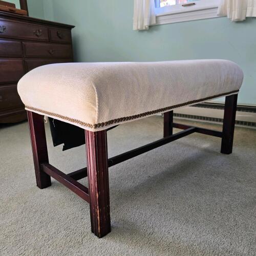 Upholstered Bench with Nailhead Trim and Wood Base