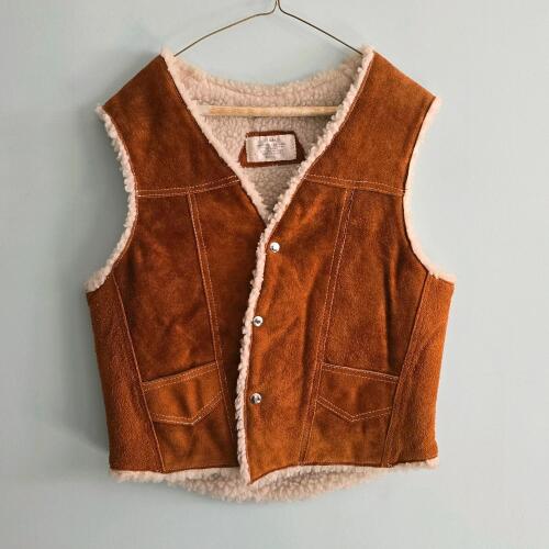Genuine Leather Shearling-Style Vest by I.D.M.