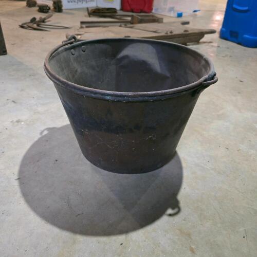 Large Iron Cauldron with Riveted Handles