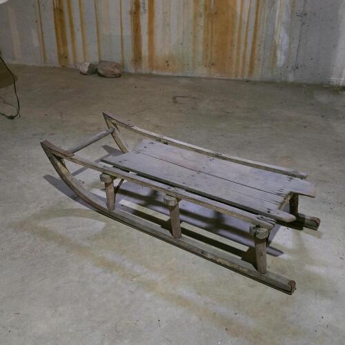 Vintage Wooden Sled with Iron Runners