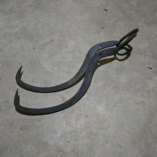 Vintage Iron Ice Tongs with Loop Handles
