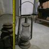 Antique Metal Lantern and Railroad-Style Signal Lamp - 3