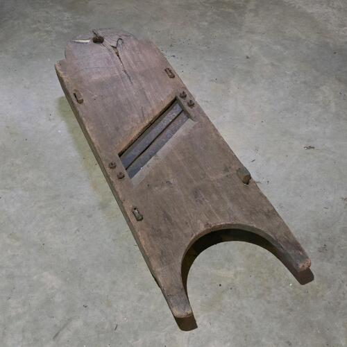 Antique Wooden Slicing Board with Iron Blades