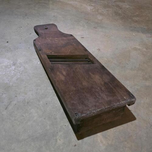 Wooden Mandoline-Style Vegetable Slicer in Rustic Style