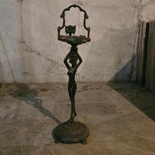 Cast Iron Art Nouveau-Style Smoking Stand