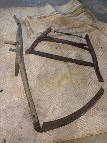 Antique Bow Saw and Scythe