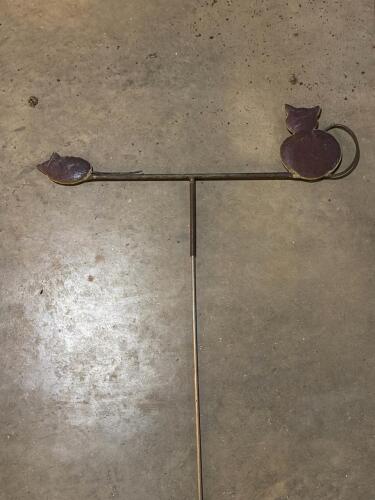 Metal Cat and Bird Garden Stake