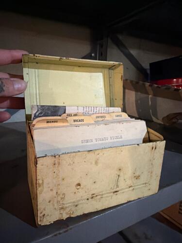Vintage Recipe Card File Box with Typed Recipe Cards