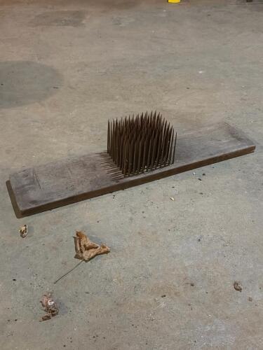 Primitive Wool Carding Board with Metal Spikes