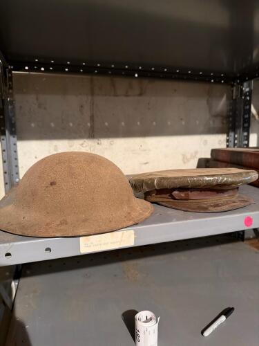 Military Helmet and Officer's Visor Cap