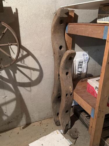 Two Wooden Ox Yoke Halves with Primitive Patina