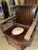 Wooden Commode Chair With Enamel Chamber Pot - 2